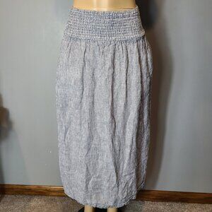 Tahari Linen Skirt Maxi Womens Sz Large Resort Elastic Waist Pull On Flowy